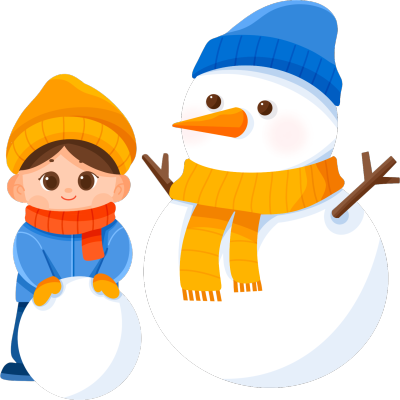 小朋友戴手套堆雪人图片