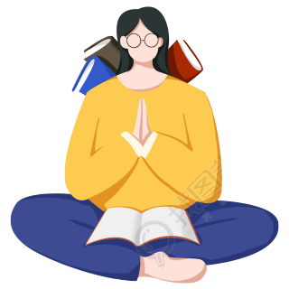 戴眼镜女孩勤奋学习图片