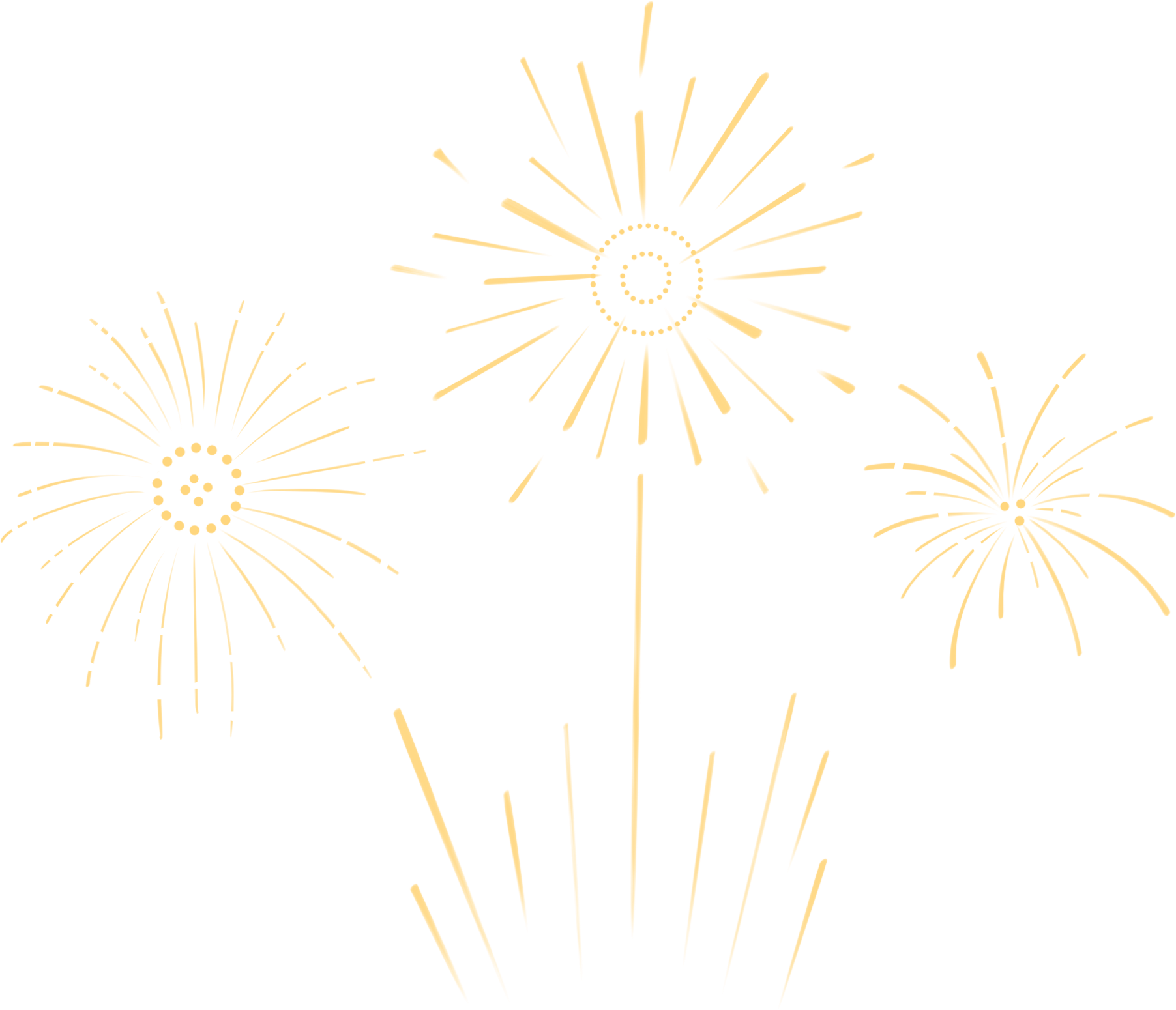 三个简洁烟花绽放庆祝元素