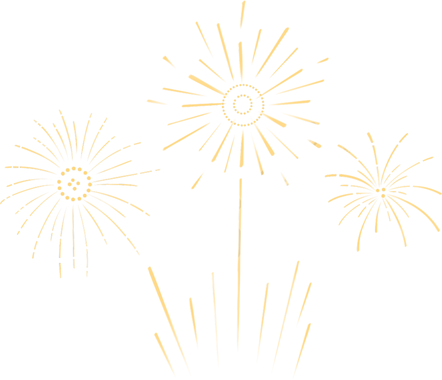 三个简洁烟花绽放庆祝元素
