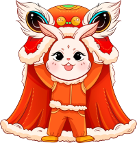 舞狮可爱兔子喜迎兔年元素