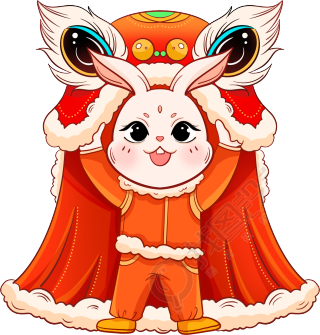舞狮可爱兔子喜迎兔年元素