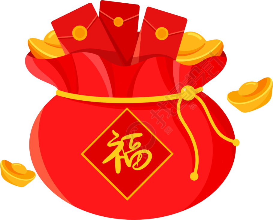 恭喜发财新春福袋卡通元素