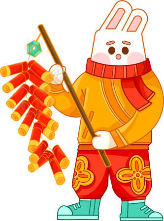 喜迎新春放鞭炮兔子素材