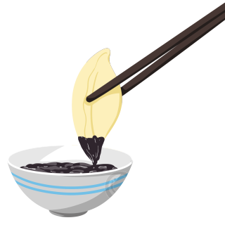 卡通筷子夹水饺蘸醋图片