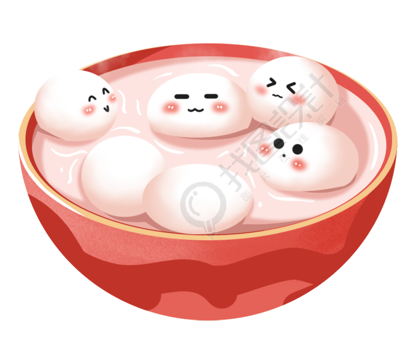 一碗带表情包的元宵图片