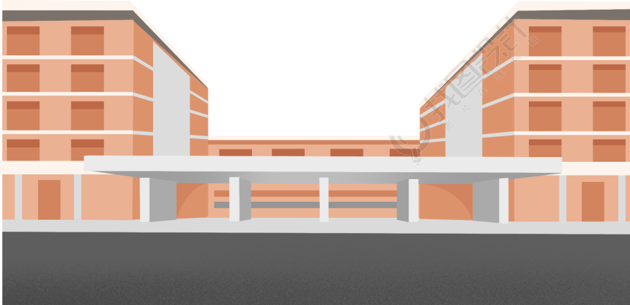 大学城红色教学楼学校建筑图
