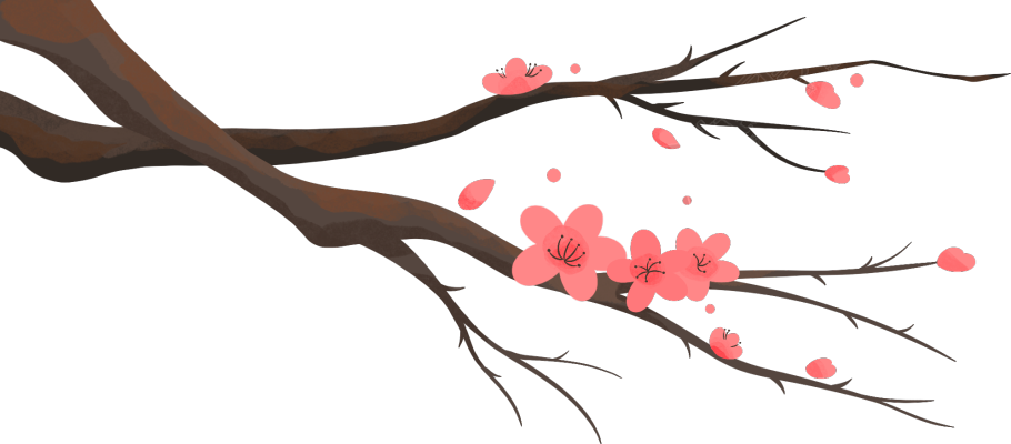 桃花唯美花枝春天景物元素