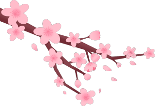 粉色唯美桃花樱花花枝素材