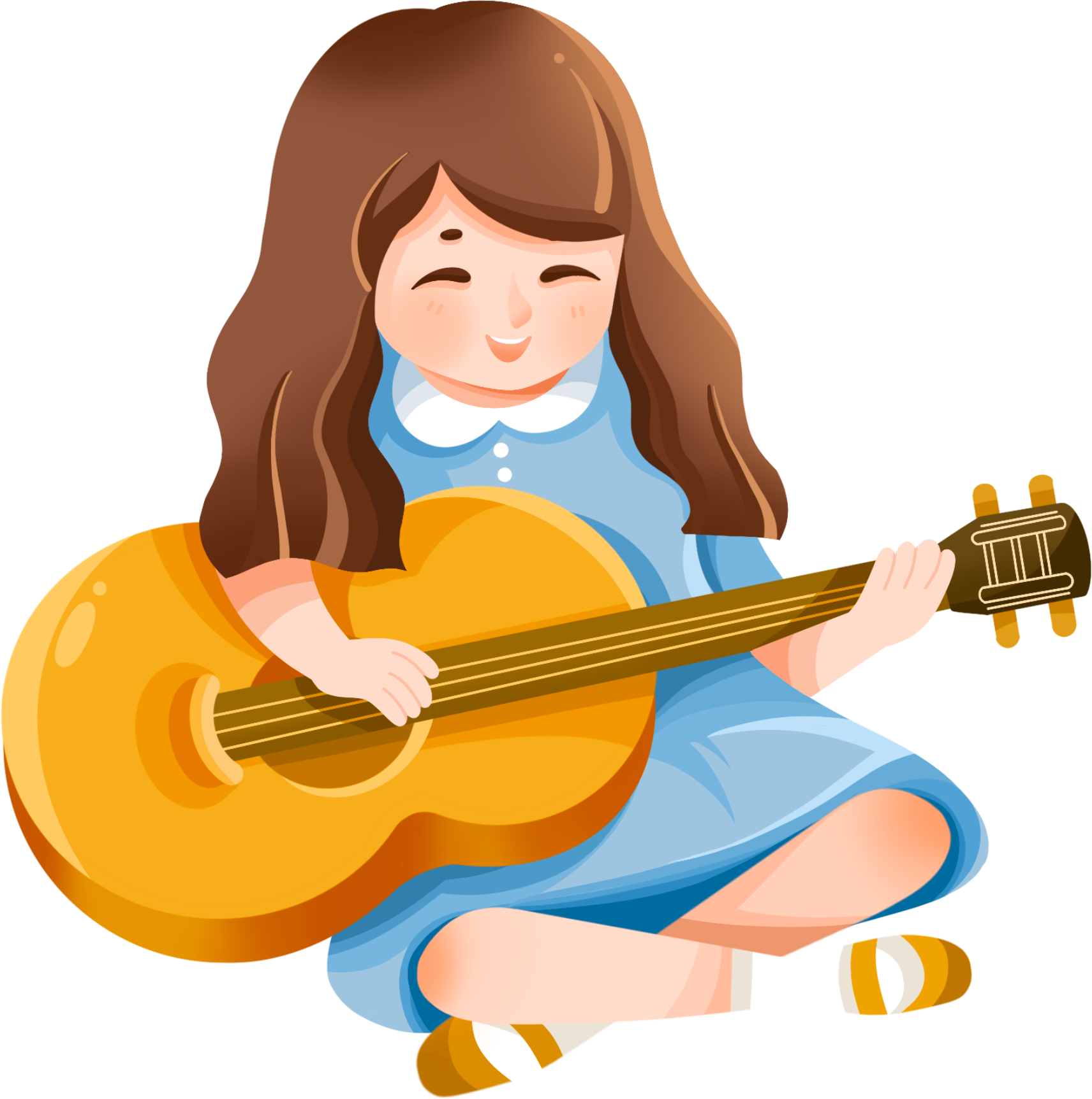 弹吉他女孩素材视频如何画？