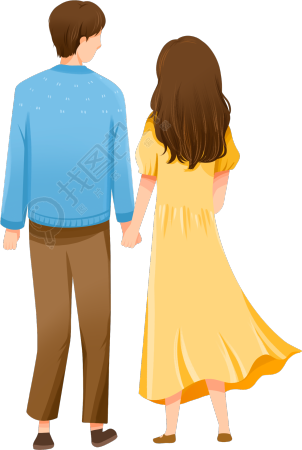 男女浪漫约会情侣背影图