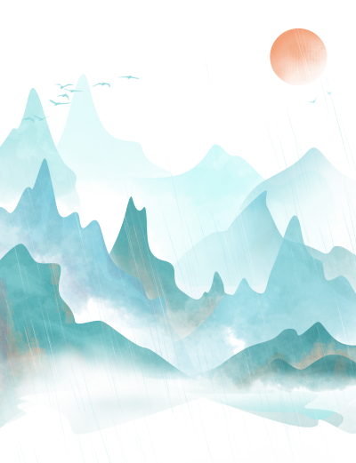 夕阳远山大雁水墨画图片