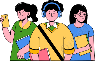 春季入学开学季卡通学生图