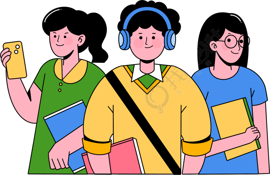 春季入学开学季卡通学生图