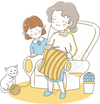 女孩猫咪陪伴老人图片