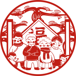 温馨一家人剪纸图片