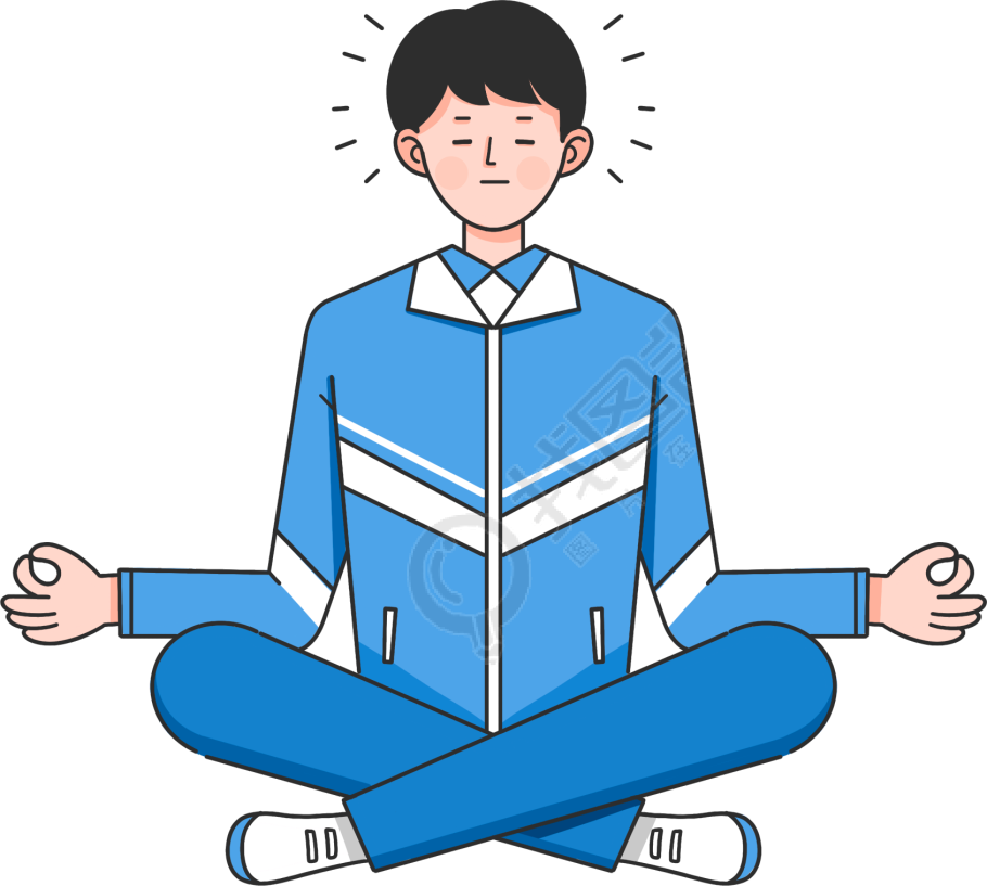 盘腿坐着散发脑洞的男同学图片