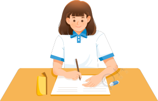书桌前勤奋学习的女生图片