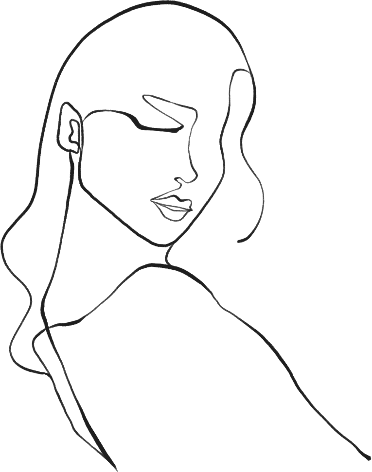 ins风线条长发女人人物元素
