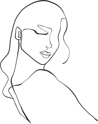 ins风线条长发女人人物元素