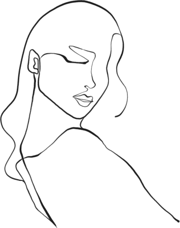 ins风线条长发女人人物元素