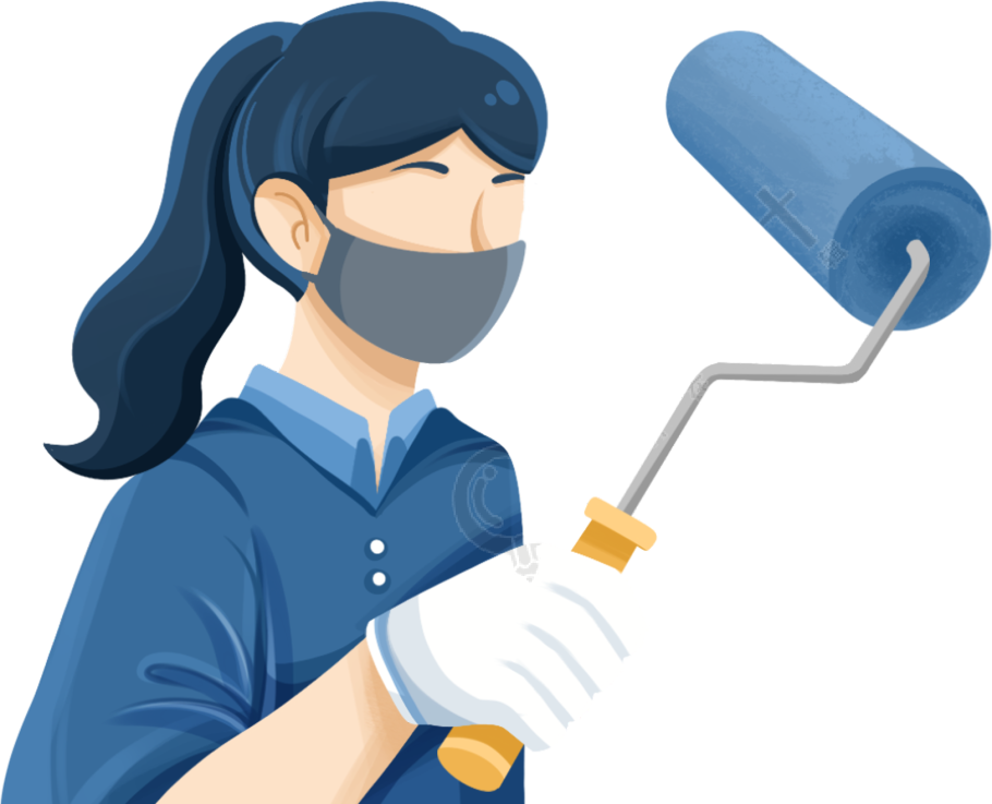 戴口罩高马尾刷漆女生图片