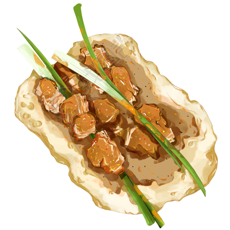美味的小饼卷葱淄博烧烤图片
