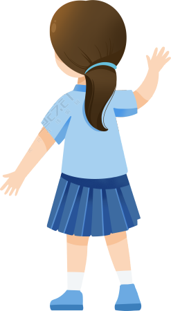 可爱卡通女学生背影素材图