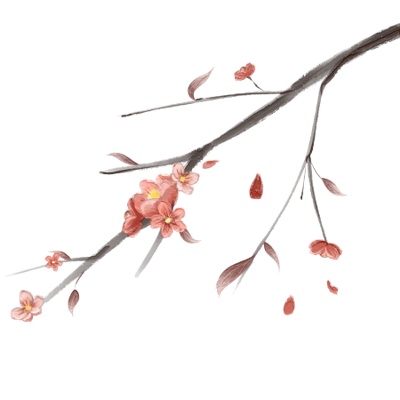 手绘唯美绽放的桃花图片