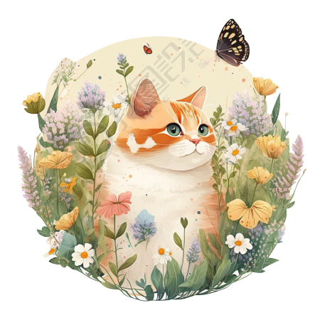 花仙子可爱喵绘画素材