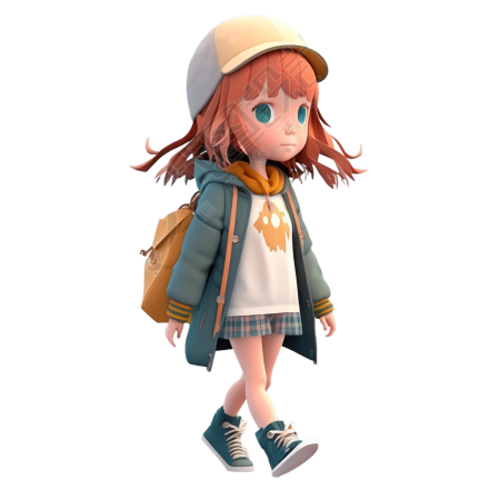 POP MART IP风格Walking girl 3D角色设计