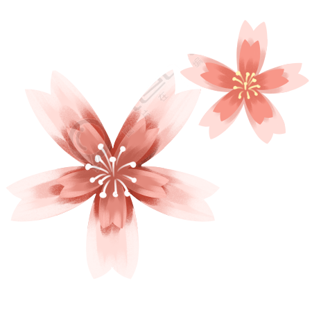 可爱粉色手绘鲜花花朵素材图