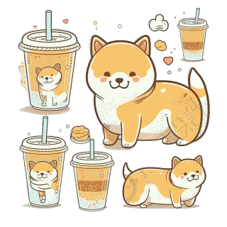 柴犬珍珠奶茶表情包