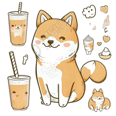 可爱柴犬手绘表情包