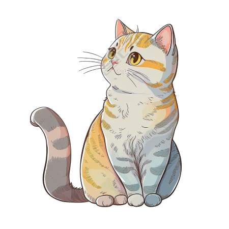 可爱友善的手绘Dona猫PNG图形素材