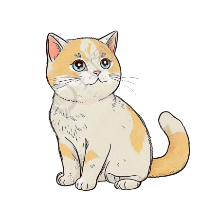 可爱友好的手绘Dona猫PNG图形素材