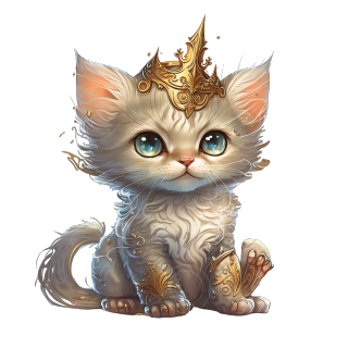 白底萌猫幻想插画
