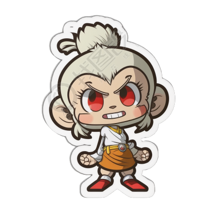 白猴子Chibi卡哇伊插画设计素材