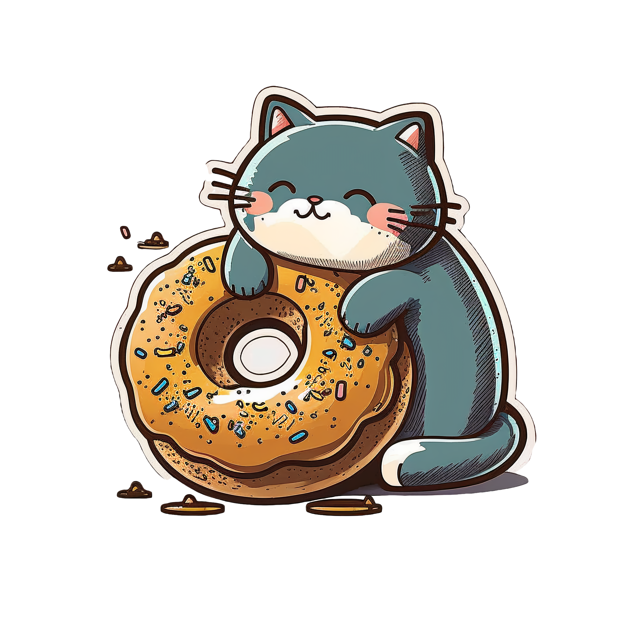 可爱友善的手绘猫咪PNG透明背景高清图形素材