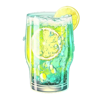 清新柠檬苏打水透明玻璃杯装配柠檬片高清PNG图形素材