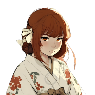 金眸棕发少女头像PNG图素材