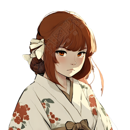 金眸棕发少女头像PNG图素材