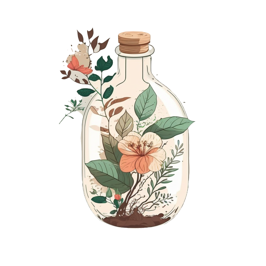 玻璃瓶中花卉植物PNG素材