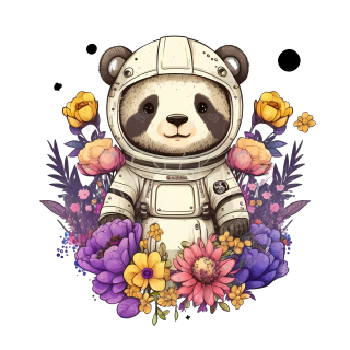 可爱花冠泰迪熊熊猫宇航员PNG图形素材