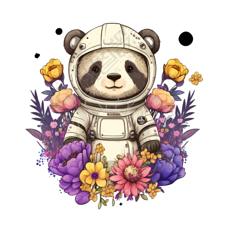 可爱花冠泰迪熊熊猫宇航员PNG图形素材