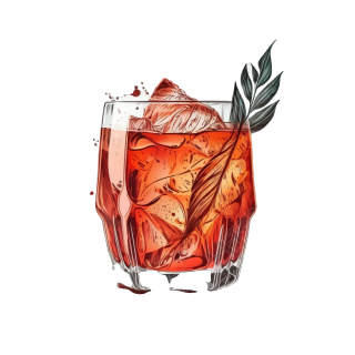 手绘插画设计元素PNG素材-Negroni Sbagliato鸡尾酒