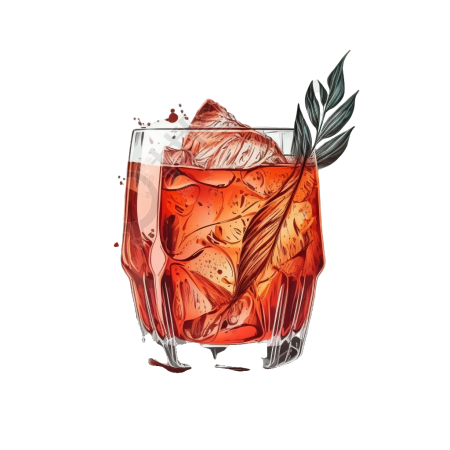 手绘插画设计元素PNG素材-Negroni Sbagliato鸡尾酒