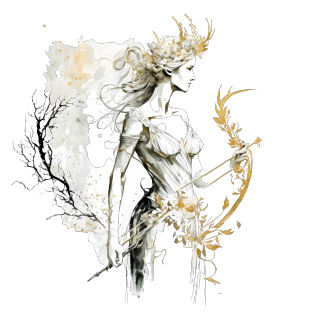 女神黛安娜白底线描商用创意设计元素PNG高清图形素材