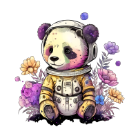 可爱花冠熊猫宇航员PNG图形素材