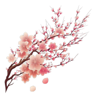 樱花分枝手绘插画